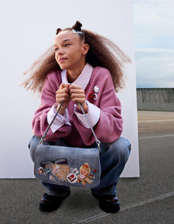 BERSHKA Сумка с принтом Monchhichi, синий