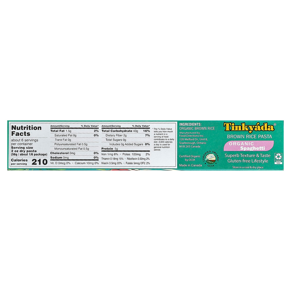 Tinkyada, паста из органического коричневого риса, спагетти, 340 г (12 унций)