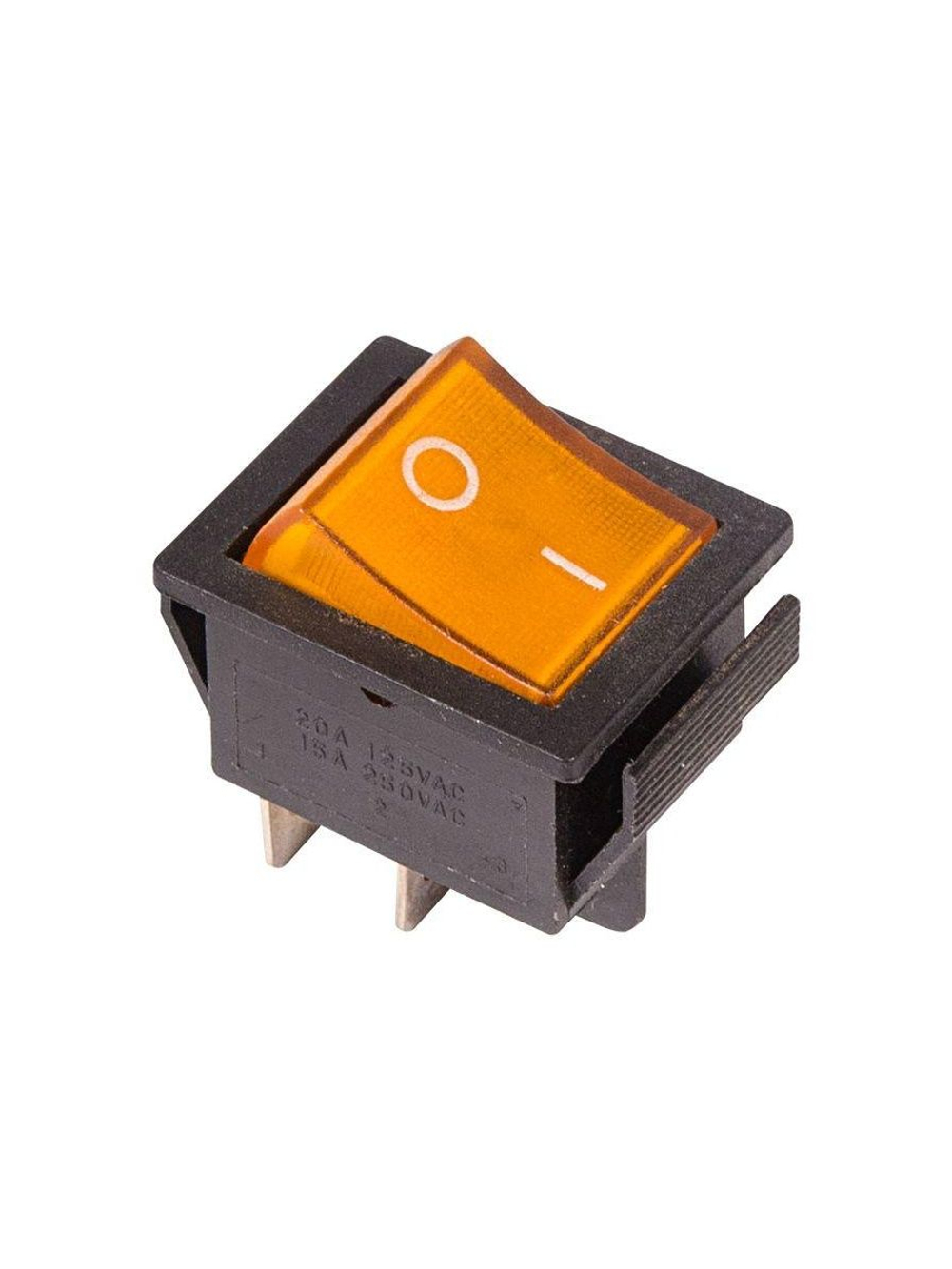 Выключатель клавишный 250В 16А (4с) ON-OFF желт. с подсветкой (RWB-502 SC-767 IRS-201-1) Rexant 36-2333