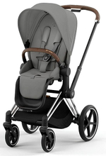 Коляска 3 в 1 Cybex Priam IV Chrome Brown complete и автокресло Cloud T i-Size Platinum White Plus Mirage Grey