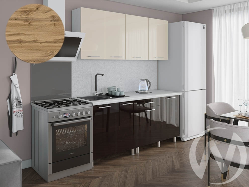 Кухня Нора 1.8м (корпус белый/ваниль; горький шоколад) 26мм дуб вотан