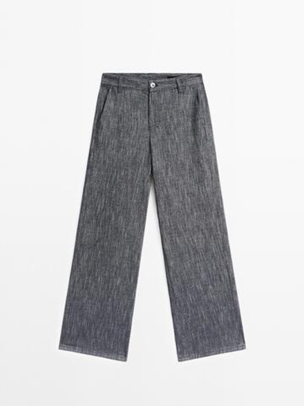 Massimo Dutti Широкие брюки со средней посадкой, серо-синий