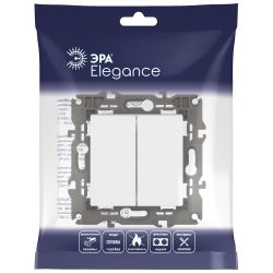 14-1104-01 ЭРА Выключатель двойной, 10АХ-250В, IP20, Эра Elegance, белый | Elegance Белый