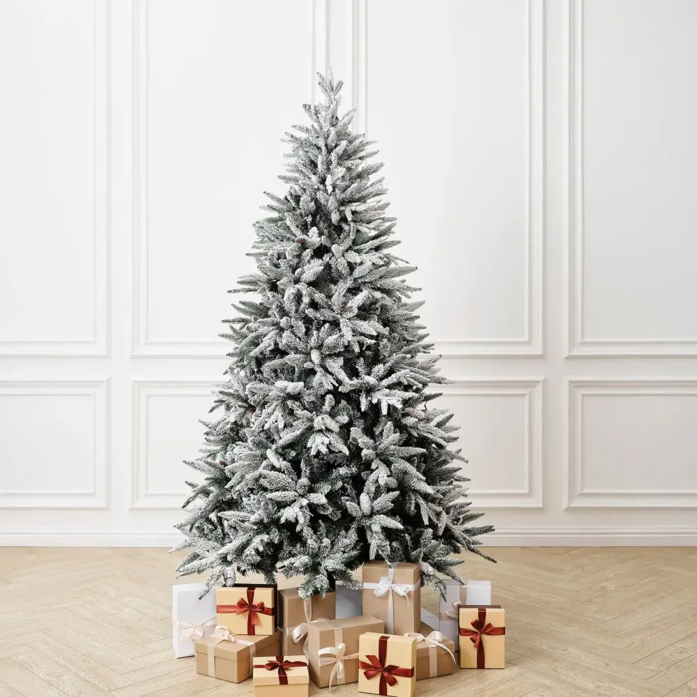 Заснеженная елка с шишками «ile Grande» (Литая+пвх) 180 см / 1,8 м