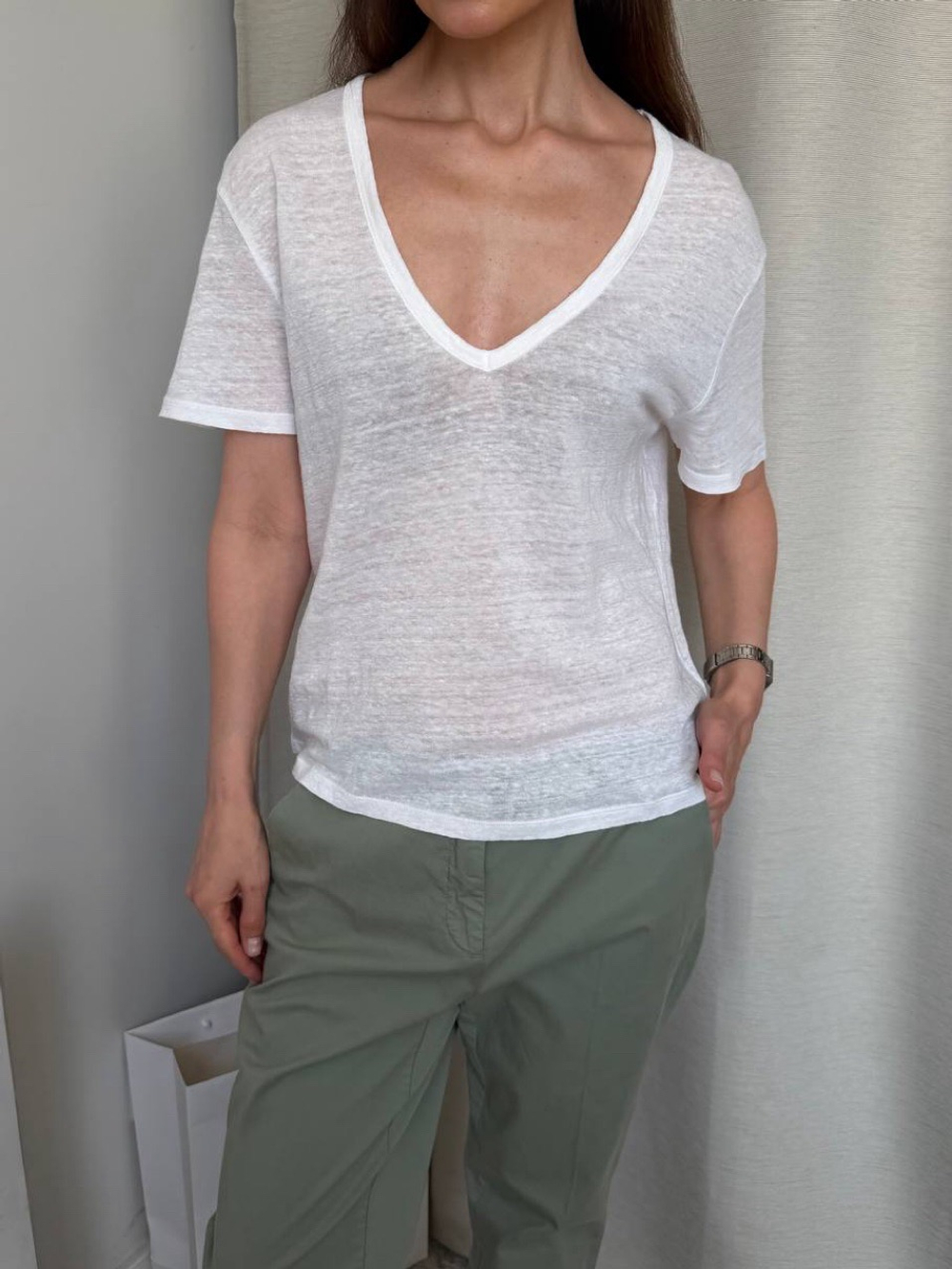 Льняная футболка Massimo Dutti, М