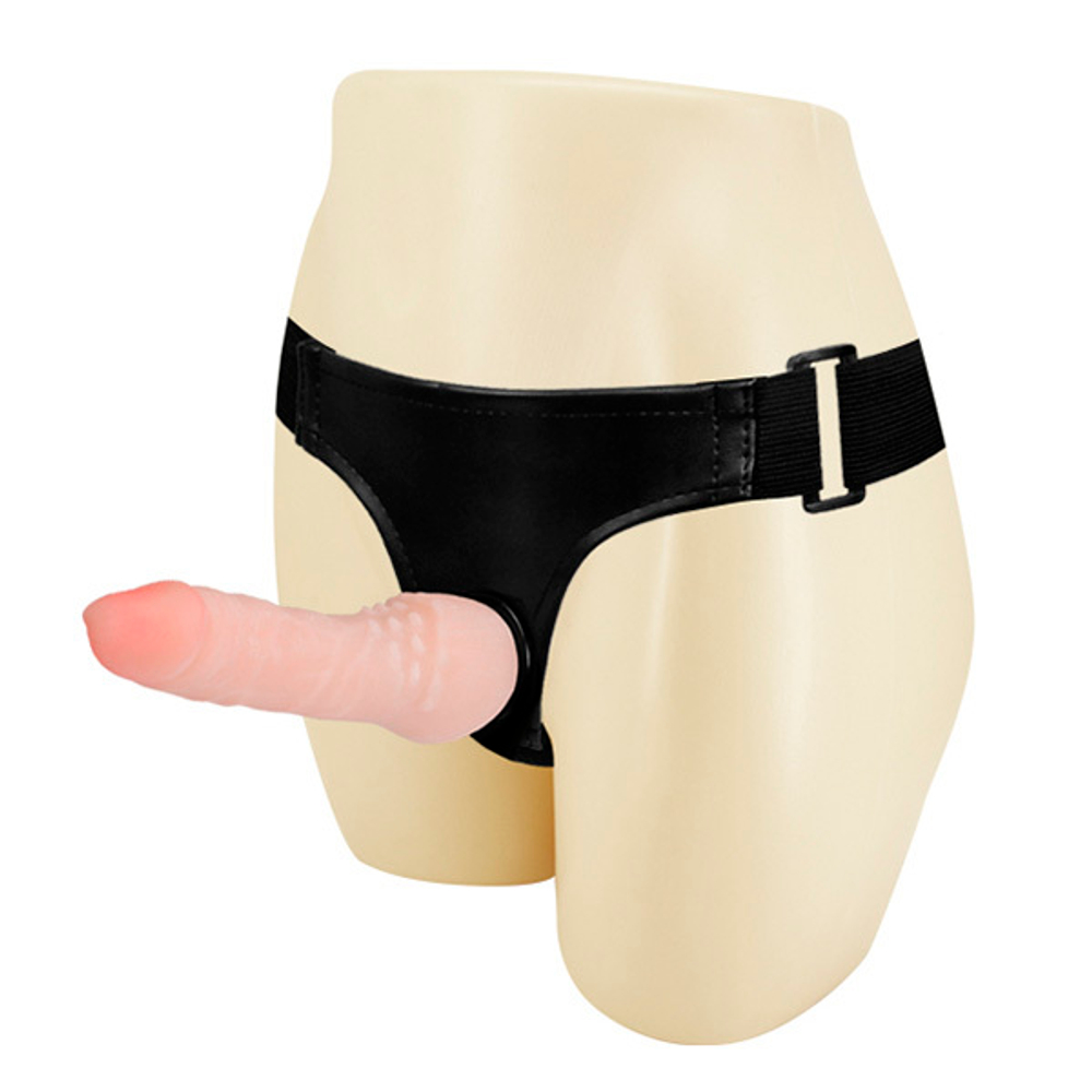 Женский страпон 16см с шишечками у основания на черных трусиках Baile Ultra Passionate Strap-on BW-022019