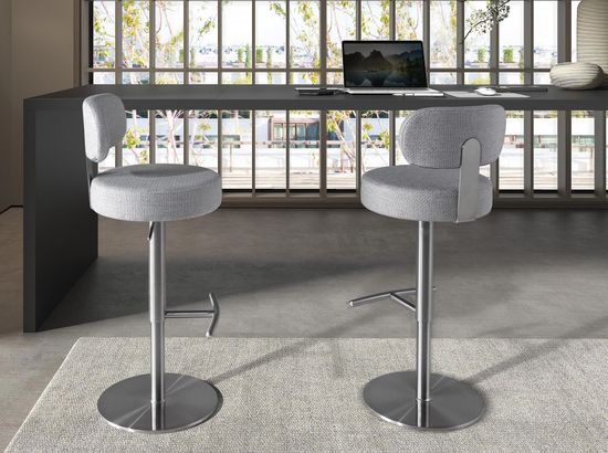 Поворотный барный стул 4230 из серой ткани