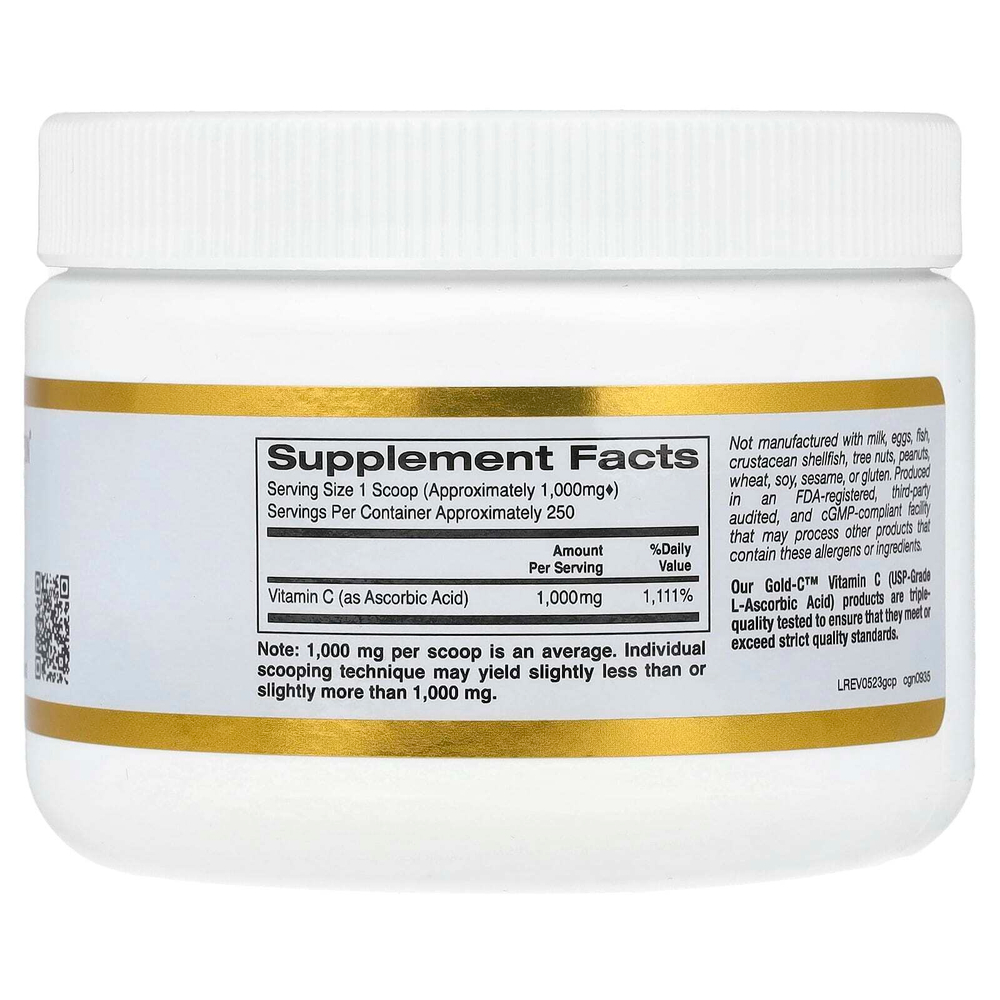California Gold Nutrition, Gold C Powder, витамин C, 1000 мг, 250 г (8,81 унции)