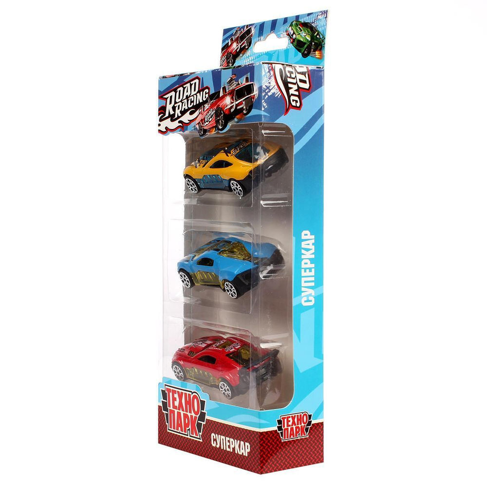 Набор моделей ин. мет. 3шт. "Road Racing Суперкар" 7.5см. RR-SET-80533-G-R (Технопарк)