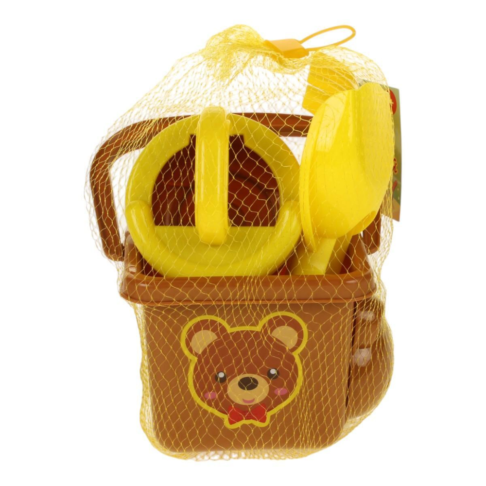 Набор для игры в песок (5педм.) ведерко,совок,граб,лейка,форм,сет.JX705B