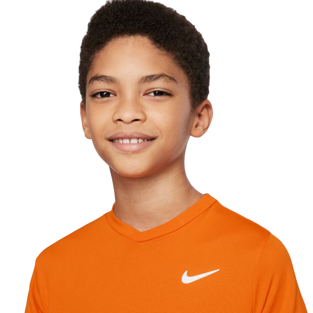 Футболка для мальчика теннисная Nike Court Dri-Fit Victory SS Top B - magma orange/magma orange/white