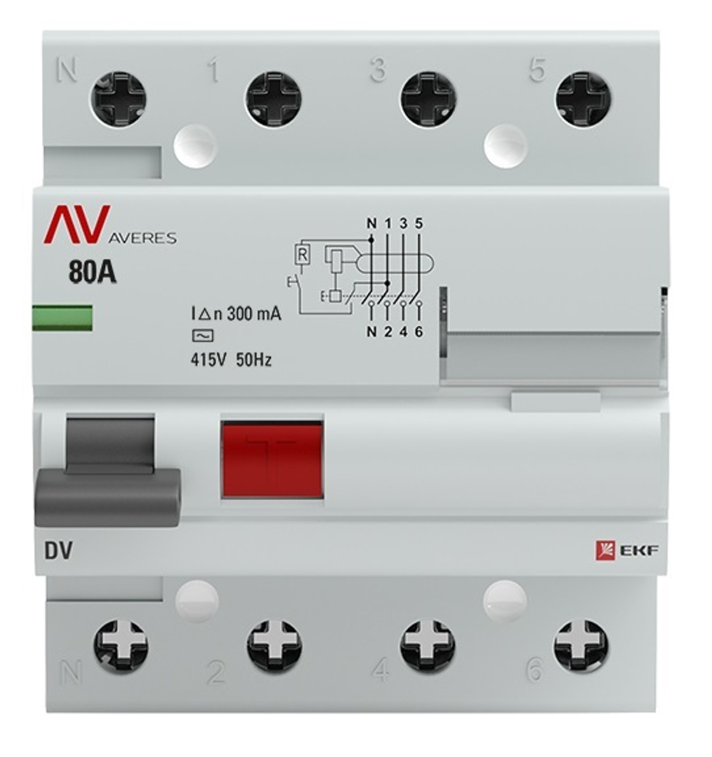 УЗО  EKF rccb-4-80-300-ac-av
