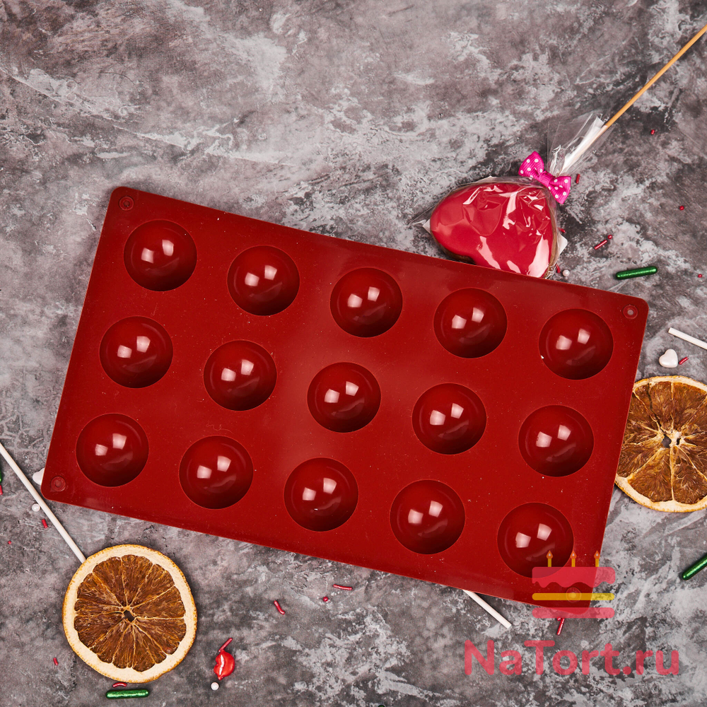 Силиконовая форма «Полусфера» 4 см, 15 ячеек