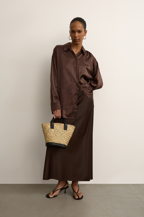 Рубашка оверсайз из жатого сатина