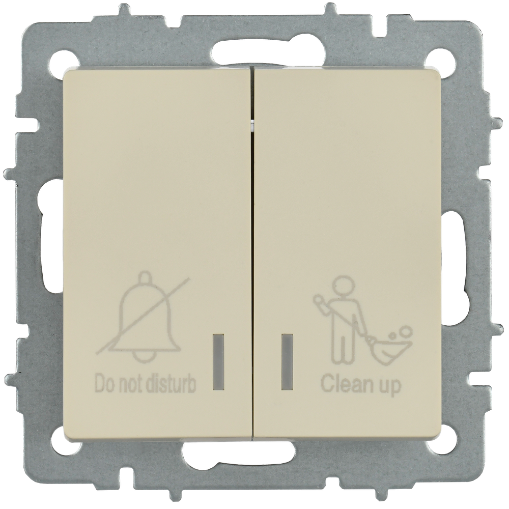 BRITE Выключатель 2-клавишный с индикацией для отелей 10А ВС10-2-9-БрКр бежевый IEK