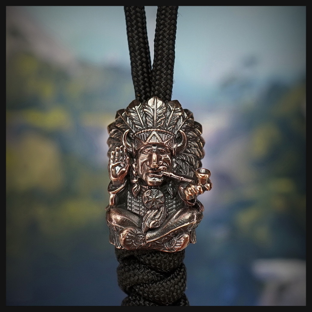 Темлячная бусина "Сидящий Бык" для ножей , бронза