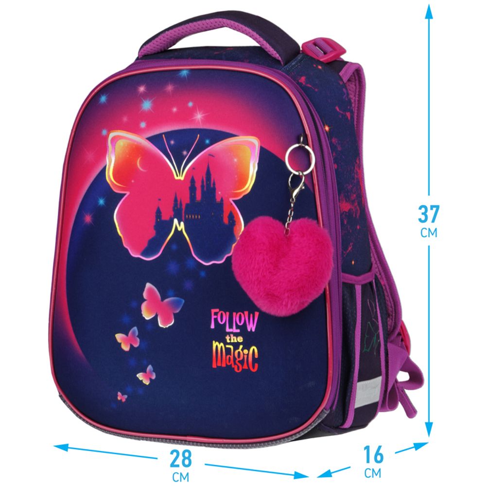 Ранец Berlingo Expert Max Magic butterfly 37х28х16см, 2 отд., с анат. спинкой + дождевик