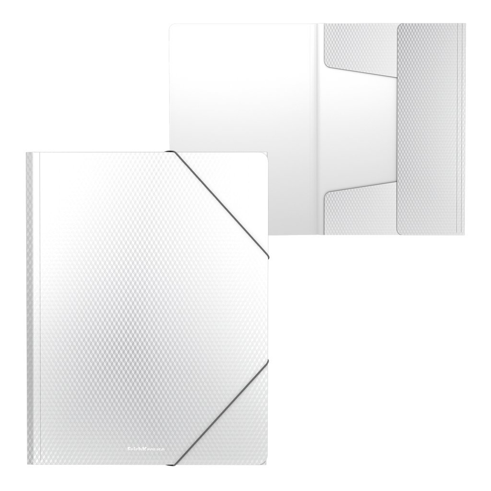 Папка на резинках Erich Krause, А4, 248х320х5 мм, 550 мкм, пластик, "Diamond Total White", в пакете 4 шт.