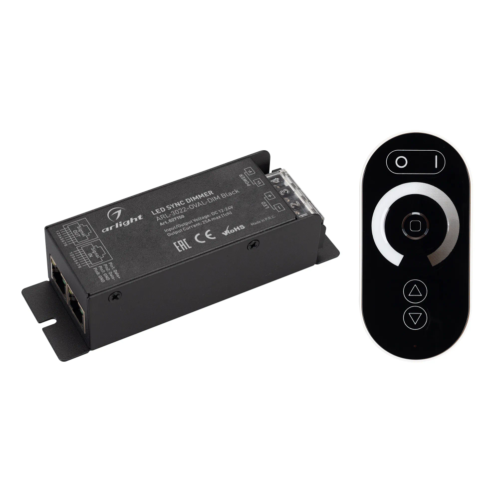 Диммер ARL-3022-OVAL-DIM Black (12-24V, 1x25A, ПДУ, RF) (Arlight, IP20 Металл, 2 года) 027150