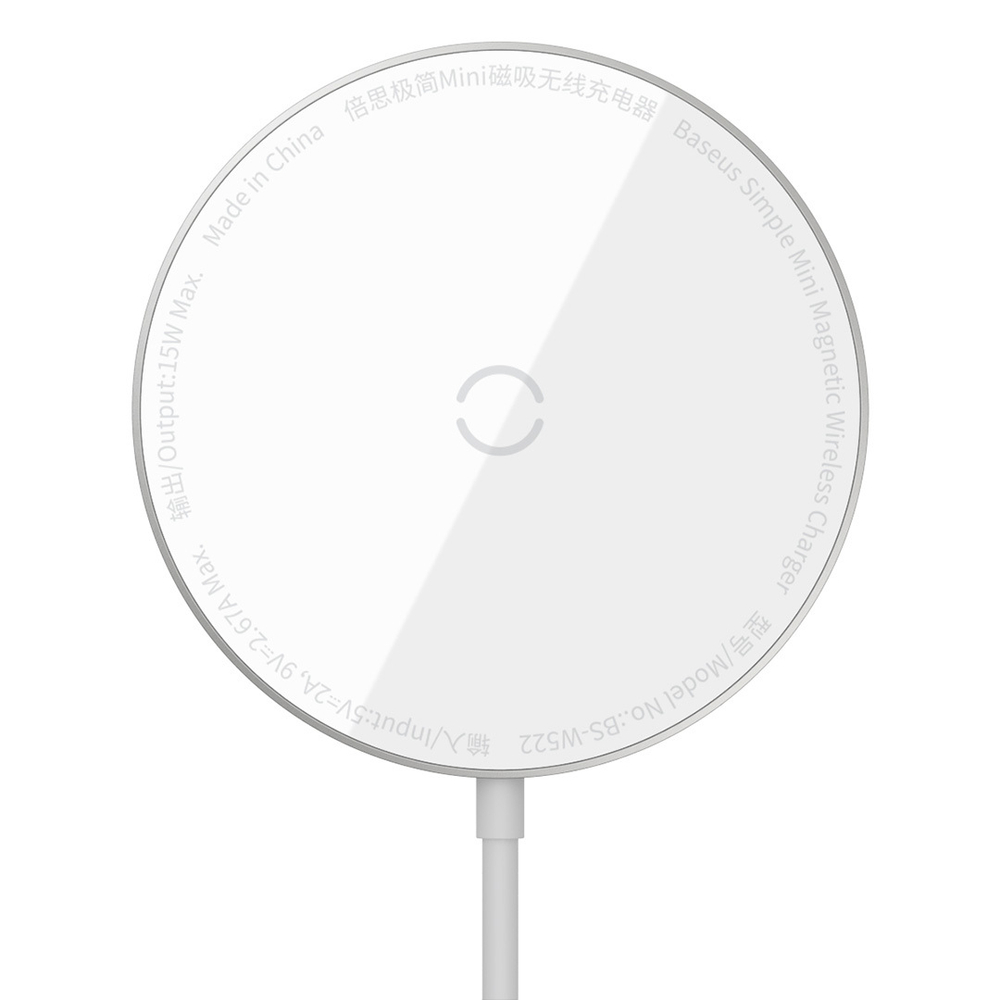 Беспроводная зарядка Baseus Simple Mini Magnetic Wireless Charger - White