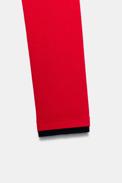 ZARA УКОРОЧЕННАЯ ФУТБОЛКА С ДВОЙНЫМ ЭФФЕКТОМ, КРАСНЫЙ