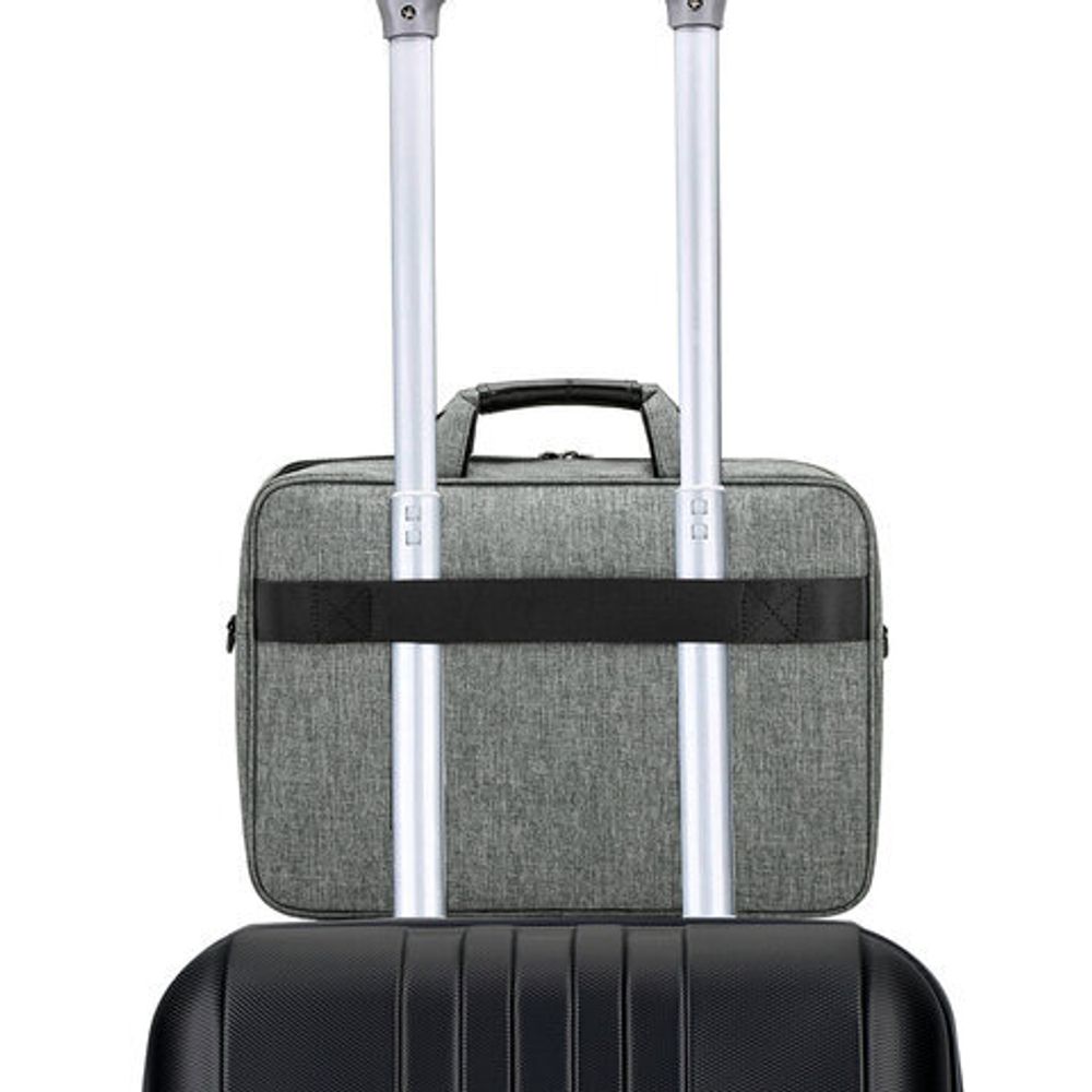 Сумка портфель BRAUBERG OFFICE с отделением для ноутбука 17,3", светло-серый меланж, 34х44х6 см, 272613