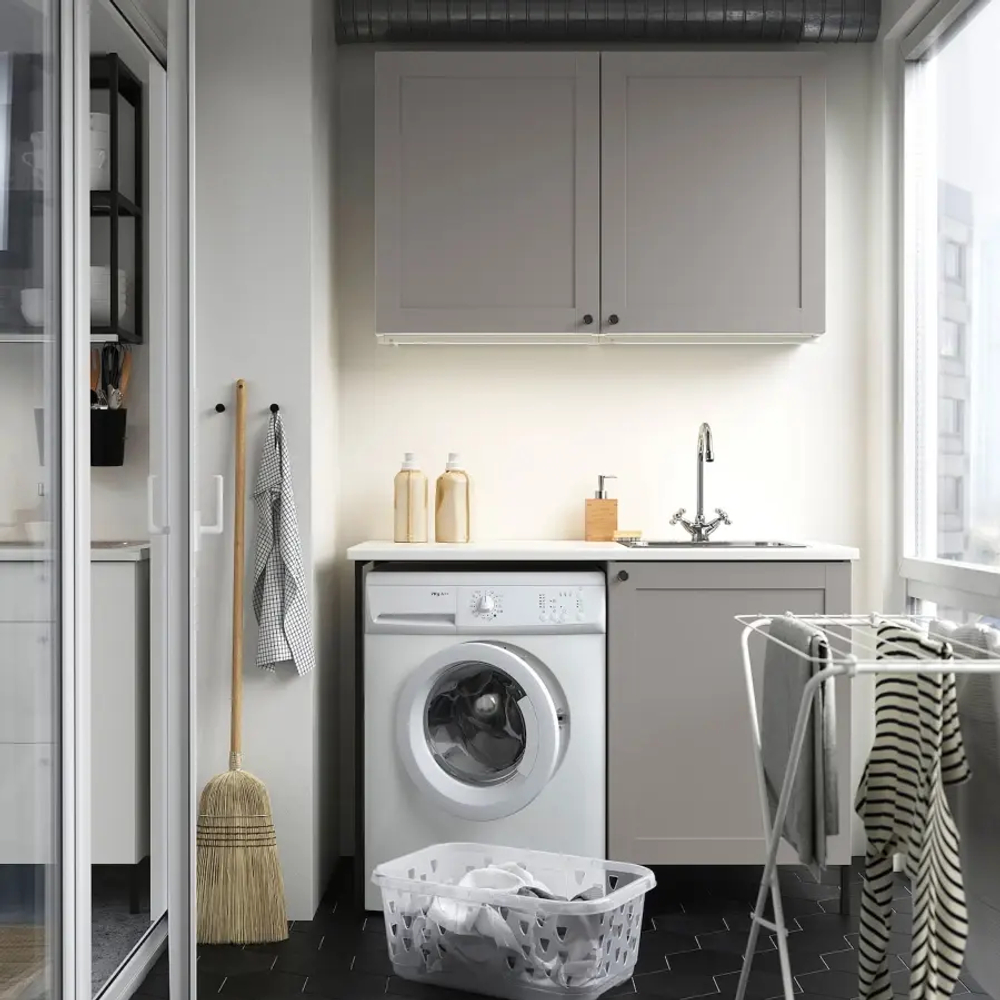 Комбинация для ванной - IKEA ENHET,  139x63.5x87.5 см, серый/антрацит, ЭНХЕТ ИКЕА