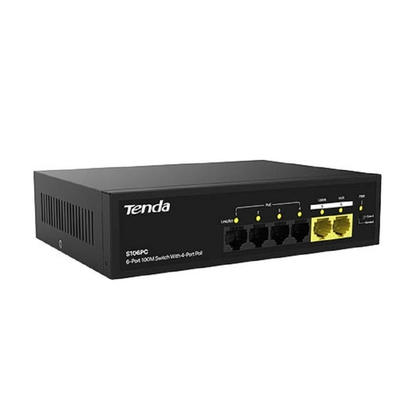 TENDA S106PC Коммутатор настольный 6-Ports 10/100Base-TX 4-Ports PoE(PoE бюджет 35W)