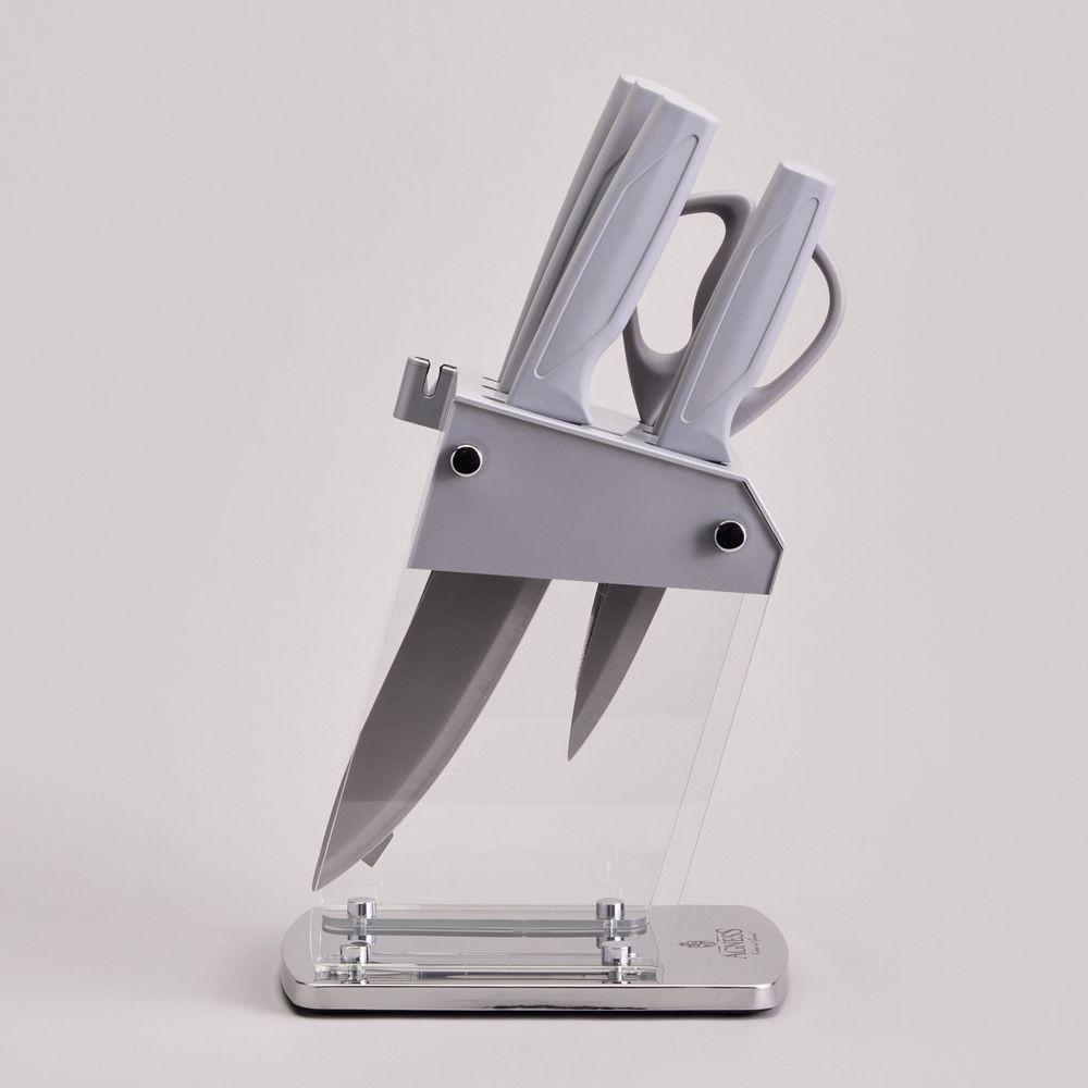 НАБОР НОЖЕЙ AGNESS НА ПЛАСТИКОВОЙ ПОДСТАВКЕ, 7 ПРЕДМЕТОВ