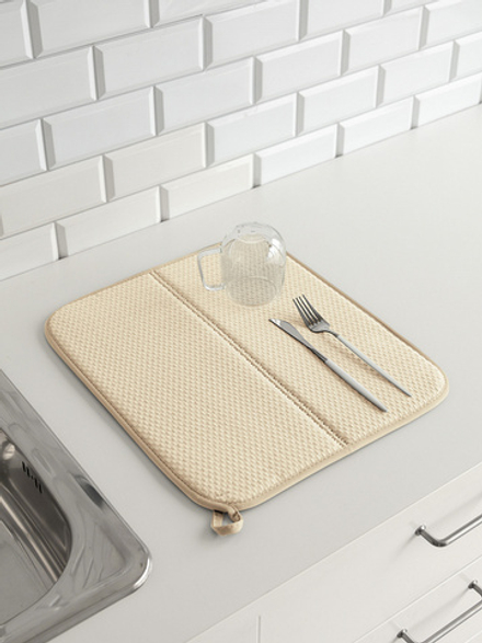 Коврик для сушки посуды LUCKY складной 38x44, молочный