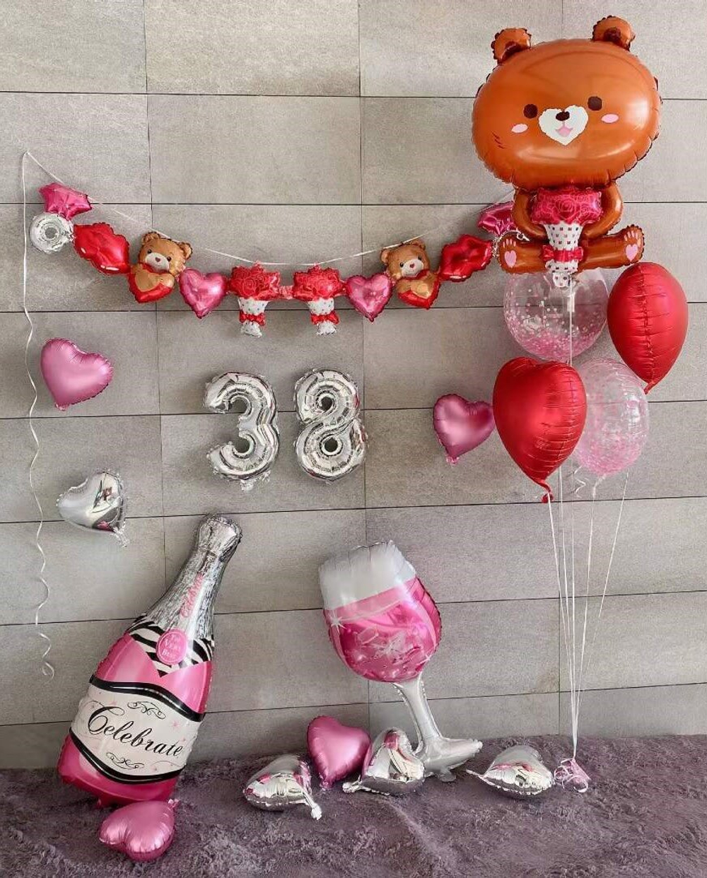 Шар Фигура Мишка с букетом цветов