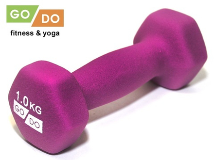 Гантель GO DO в виниловой матовой неопреновой оболочке.  Вес 1 кг.  (Фиолетовый)