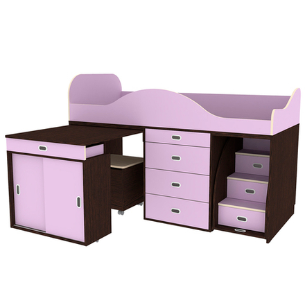 Кровать-чердак КарИВи Малыш Люкс Венге Ирис