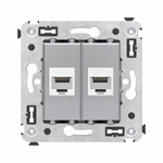 Компьютерная розетка RJ-45 без шторки в стену, кат.6 двойная, "Avanti", "Закаленная сталь"