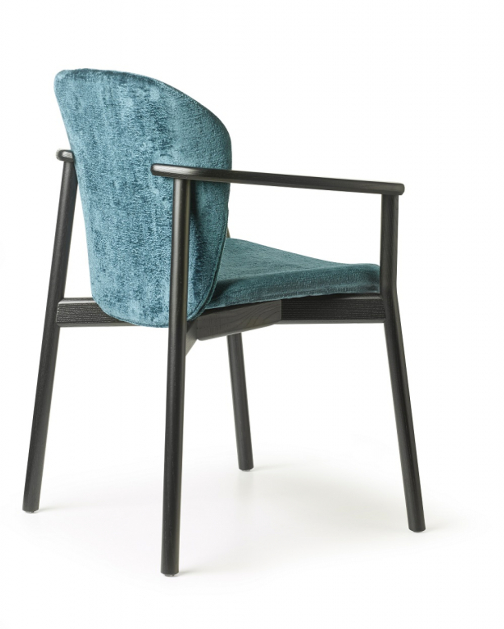 Кресло деревянное с обивкой Scab Design Natural Finn, черный ясень, морской волны