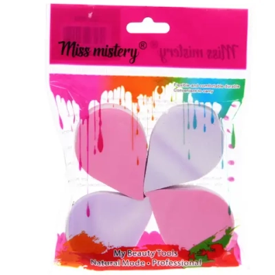 Спонжи для макияжа 4шт «ЭФФЕКТО», капли, микс два цвета розовый и фиолетовый, 4*2см