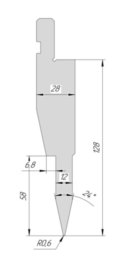 Пуансон для плющения AHP 1197 24° H128 R0,6