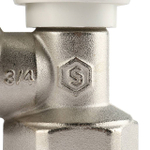 Вентиль ручной регулировки угловой STOUT - 3/4" (ВР/НР-американка, PN10, Tmax 120°C, шток металл по металлу)