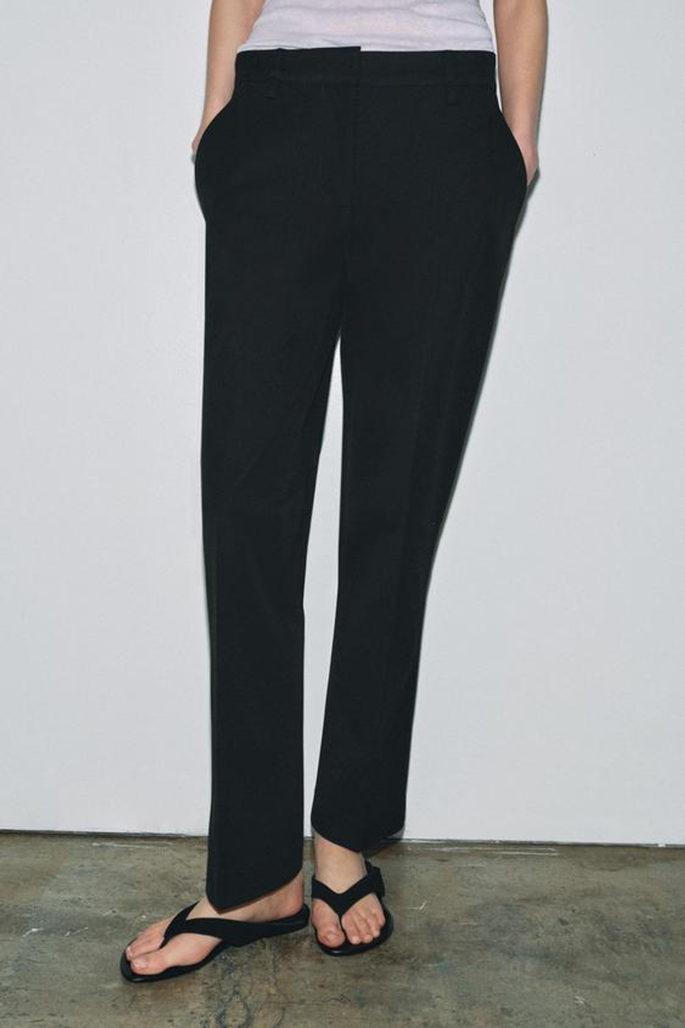 ZARA БРЮКИ ЧИНОС ПРЯМОГО КРОЯ — ZW COLLECTION, ЧЕРНЫЙ