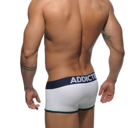 Мужские трусы боксеры белые с синей вставкой Seobean Addicted