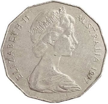 50 центов 1977 Австралия  «25 лет правлению Королевы Елизаветы II»