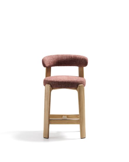 Полубарный стул Granite из терракотовой синели и ясеня с натуральной отделкой 65 см