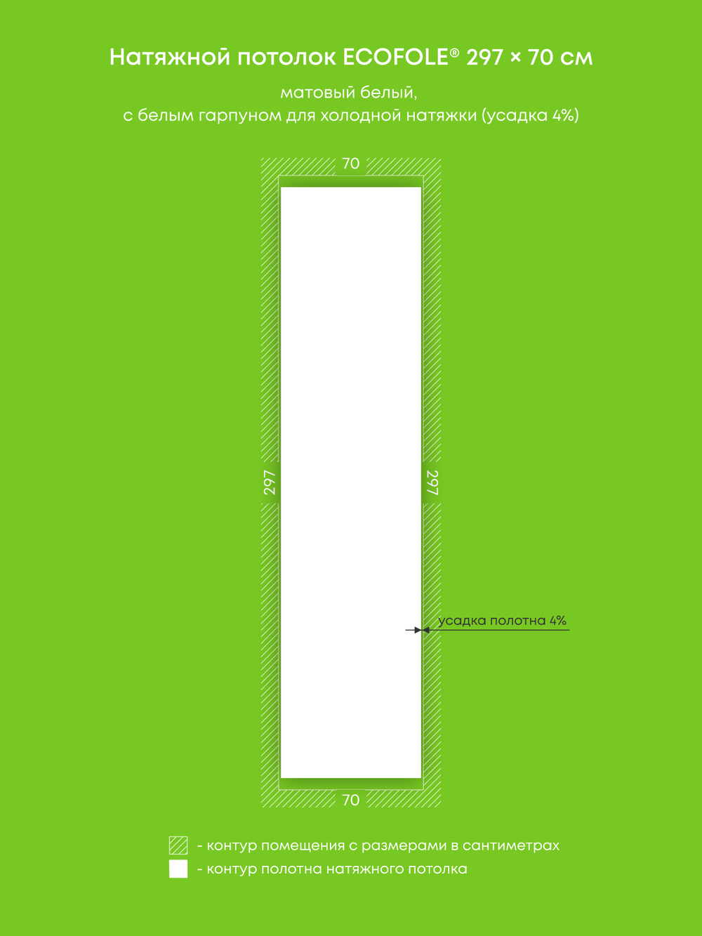 Матовый натяжной потолок 2.1 м2
