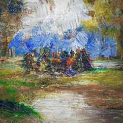 Винтаж: Картина «Отдых у реки»