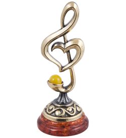 Народные промыслы AM-4035 Фигурка «Мелодия Любви» (латунь, янтарь)