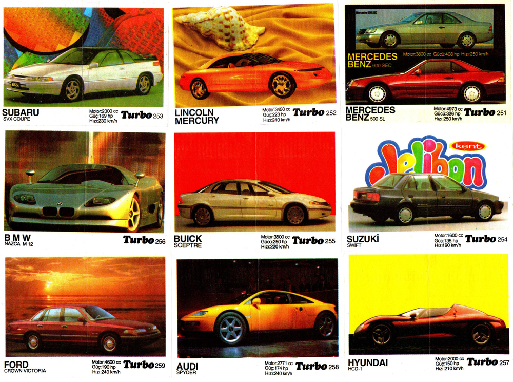 Вкладыши от жвачки Turbo Black - Турбо черные 63 штуки без повторов. Серия 191 - 260. Почти полная серия
