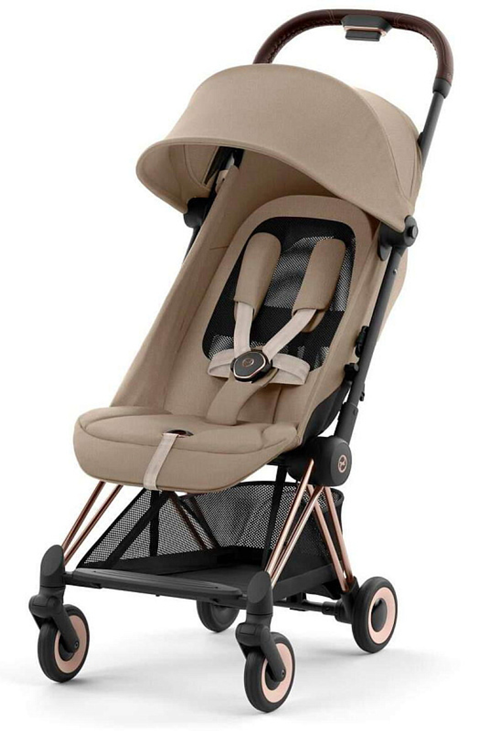 Прогулочная коляска Cybex Coya Cozy Beige с дождевиком и бампером/Rosegold 522005611