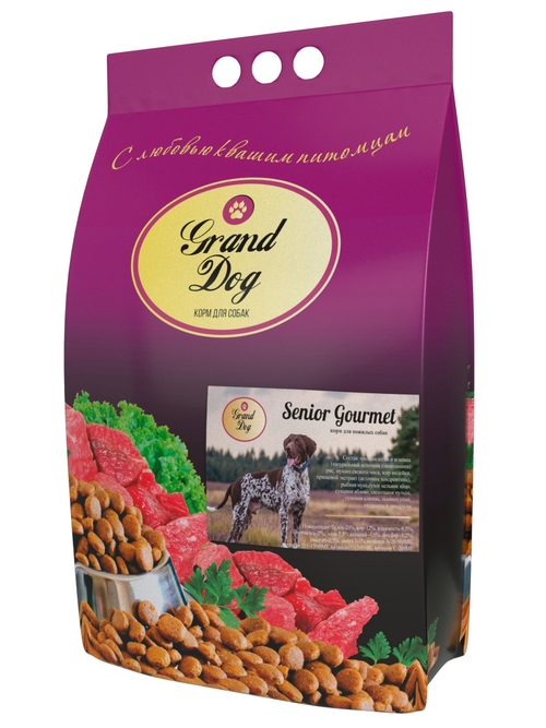 Grand dog корм сухой для пожилых собак всех пород индейка, ягнёнок гурмэ