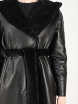 Дубленка зимняя шуба натуральная с капюшоном двухсторонняя