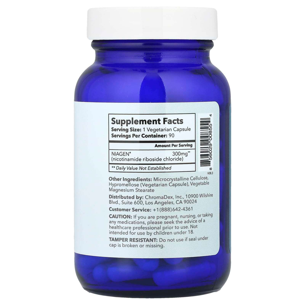 Tru Niagen, никотинамид рибозид хлорид, 300 мг, 90 вегетарианских капсул